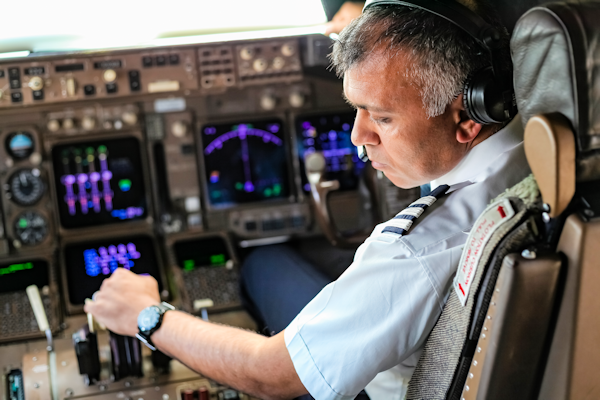 Pilot in cockpit